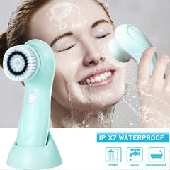GUGULE Facial Cleansing Spin brush Set - Waterproof Skin Advanced Microdermabrasion for Gentle Exfoliation and Deep Scrubbing with 3 Exfoliating brush Heads