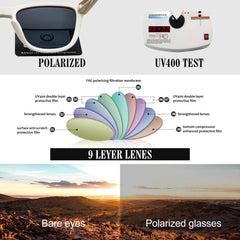 KANASTAL Polarized Sunglasses for Women, Classic Square Mens Sun Glasses, Lightweight Shades for Womens Outdoor 100% UV400 Protection Driving Fishing Golf Outdoor Activities