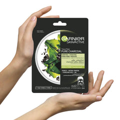 Garnier Hydrating Tissue Mask for Face, With Natural Charcoal, Seaweed, and Hyaluronic Acid, For Pore Tightening, SkinActive Pure Charcoal, 28g