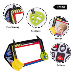 Jenilily Baby Books Mirror Tummy Time Toys, Touch and Feel Crinkle Cloth Books Early Educational Soft Toys for Infants Toddlers, Baby Gift
