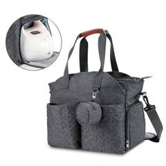 MOMIGO Breast Pump Bag - Baby Diaper Tote Bag with Laptop Sleeve Fit 15 Inch Laptop and Insulation Pocket, Fit Most Breast Pumps Like Medela, Spectra S1,S2 AVENT（Grey）