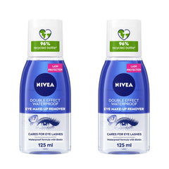 NIVEA Eye Makeup Remover, Double Effect Sensitive Lashes Protection, 2x125ml