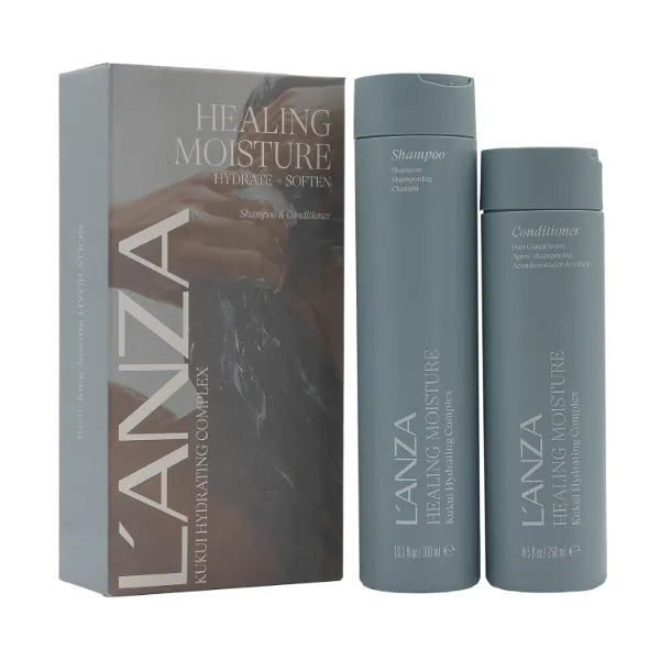 L'ANZA Healing Moisture Shampoo & Conditioner Set, Hydrates & Heals Damaged Hair, Deep Hydration, Softens, Anti-Frizz, Restores Elasticity, Color Safe Anti-Humidity, Strengthening, Hair Care Kit