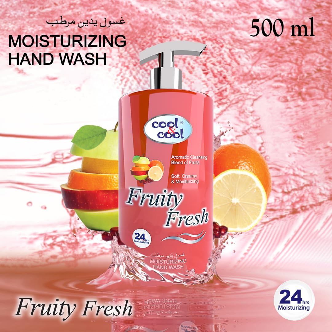 Cool & Cool Fruity Fresh Hand Wash 500 Ml (Pack of 2) - Aromatic, Soft & Creamy Formula for Refreshing Cleanliness 1 Liter