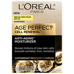 L’Oréal Paris L'Oreal Age Perfect Cell Renewal Anti-Aging Day Moisturizer SPF 25, Antioxidant Recovery Complex, Smooth Wrinkles, Firmer, Radiant, Younger Looking Skin, Dermatologist Tested, 1.7 Oz