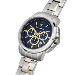 Maserati Men's Watch, SUCCESSO Collection, in Steel, PVD Gold - R8873621016, Silver, 44mm, Bracelet, Silver, 44mm, Bracelet