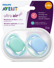 Philips Avent Ultra Air Pacifier, 6-18 Months, Blue/Green, 2 Pack, SCF244/22