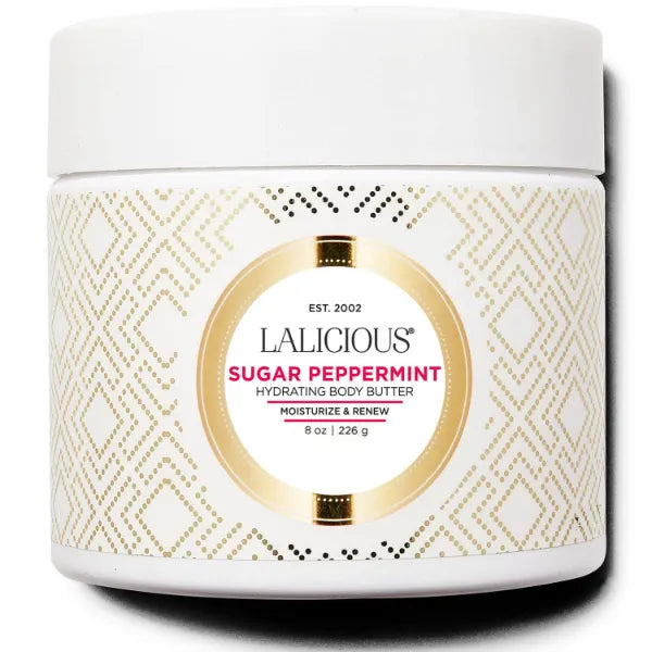 LaLicious Sugar Peppermint Body Butter - Moisturizing & Hydrating Whole-Body Lotion with Peppermint Essential Oil Body and Skincare Products (8oz)