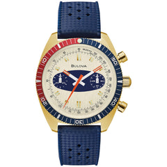 Bulova Men's Archive Series Surfboard Chronograph Strap - Blue Strap/ Gold Tone