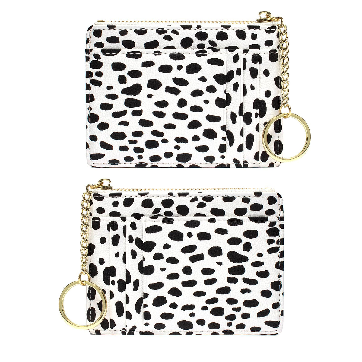 Valentoria Minimalist Small Leather Card Holder Pocket Wallet Womens Coin Purse Handbag (Leopard-White)