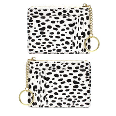 Valentoria Minimalist Small Leather Card Holder Pocket Wallet Womens Coin Purse Handbag (Leopard-White)