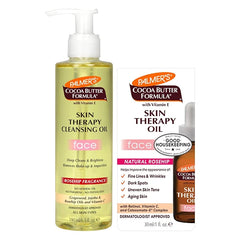 Palmer's Face Oil + Facial Cleanser Oil, Cocoa Butter with Vitamin E & Rosehip Fragrance Skin Care Bundle, Includes 1 Cleansing Oil to Clean & Brighten Skin (6.5 fl oz) and 1 Facial Oil (1 fl oz)