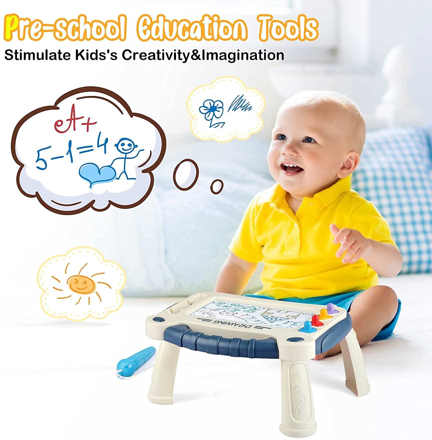 Mumoo Bear Toddler Toys Age 1-2 Year Old Kids, Magnetic Drawing Pad Doodle  Board Educational Learning Toys For Year Old Kids Birthday(Blue)