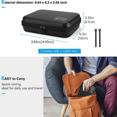 VOL Hard EVA Carrying Case, Electronic Storage Case, Power Adapter for MacBook, Charger Cable, Power Bank, Mouse, Electronic Pencil, USB Flash Drive SD Card, Small Portable Accessory Bag (Black)