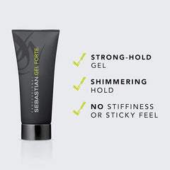 Sebastian Professional Gel Forte Strong-Hold Hair Styling Gel | Enhance Shine & Non-Sticky Formula | 6.8 fl oz