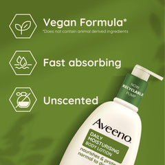 Aveeno Daily Moisturising Body Lotion, With Soothing Oats & Rich Emollients, Suitable For Sensitive Skin, Nourishes and Protects Skin, Fragrance Free, 500ml