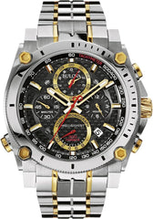 Bulova Men's Precisionist Stainless Steel Watch - Two Tone Gold/Black and Red Accents