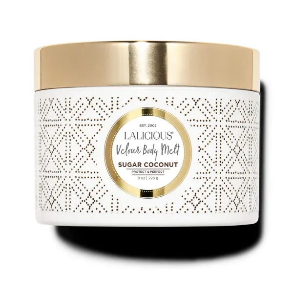 LaLicious Sugar Coconut Velour Body Melt - Multitasking Gel-to-Oil Skin Moisturizer with Macadamia Oil & Coconut Oil - Shave Gel, Hair/Scalp/Hand/Foot Mask - Help Prevent Stretch Marks, 8oz