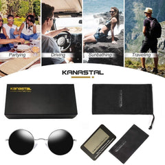 KANASTAL Hippie Round Polarized Sunglasses for Women Men, Small Circle Sun Glasses Classic Vintage Retro Shades Metal Frame UV400 Protection