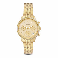 Fossil Women's Neutra Stainless Steel Quartz Chronograph Watch, Gold, One Size, Neutra Chronograph Watch - ES5219