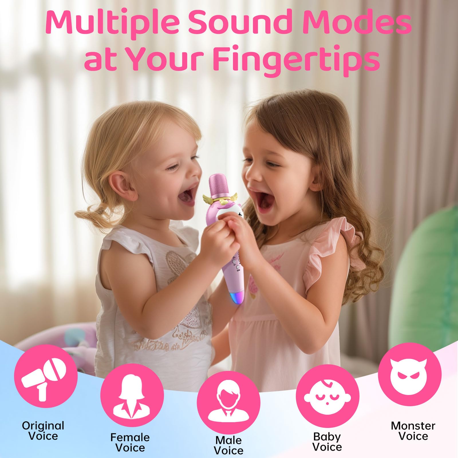 ERTYU Kids Karaoke Microphone Machine for Kids Toys with Wireless Bluetooth Mic Speaker for Toddler Adults Girls Boys Birthday Gifts toys for 4 5 6 7+ Year Old for Family Home Party
