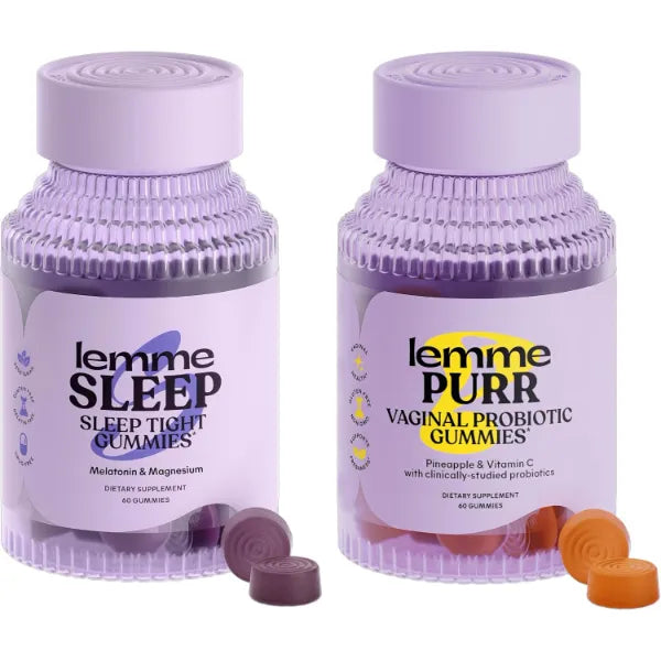 Lemme Sleep & Purr Bundle - Sleep Gummies, a Drug-Free Nighttime Aid & Purr Vaginal Probiotic Gummies for Women - Gluten Free, Gelatin Free, Non-GMO - 60 Count Each