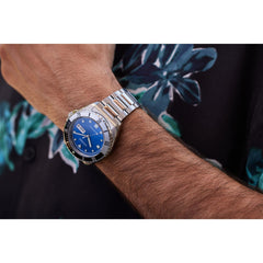 Citizen Men's Automatic Stainless Steel Watch, Blue Dial, Black and Silver Bezel, 3 Hand Day/Date (Model: NH7530-52M)