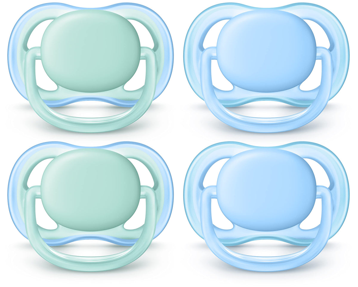 AVENT Philips Ultra Air Pacifier, 0-6 Months, Blue/Green, 4 Pack, SCF244/40