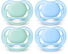 AVENT Philips Ultra Air Pacifier, 0-6 Months, Blue/Green, 4 Pack, SCF244/40