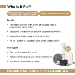 BANOBAGI 2% Alpha-Arbutin Brightening Tone-Up Cream | Go Foundation-Free | 2% Niacinamide, Hyaluronic Acid | Korean Skincare Reduces Uneven Skin, Blemishes, Wrinkles, Fine Lines 40ml