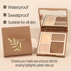 Contour Palette Bronzer Powder - 2 In 1 Matte Shimmer Highlighter Makeup - Contouring & Highlighting Makeup - Long Lasting Oil Control Bronzer Powder & Highlighter - Highly Pigmented Face Make-up