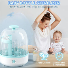IS MUHE Bottle Sterilizer, Baby Bottle Steam Sterilizer Sanitizer for Baby Bottles Pacifiers Breast Pumps Large Capacity and 99.99% Cleaned in 8 Mins,Large Capacity, One Button Control, BPA-Free