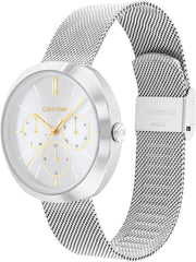 Calvin Klein Analogue Multifunction Quartz Watch for Women Shape Collection with Stainless Steel Bracelet - Silver/Grey