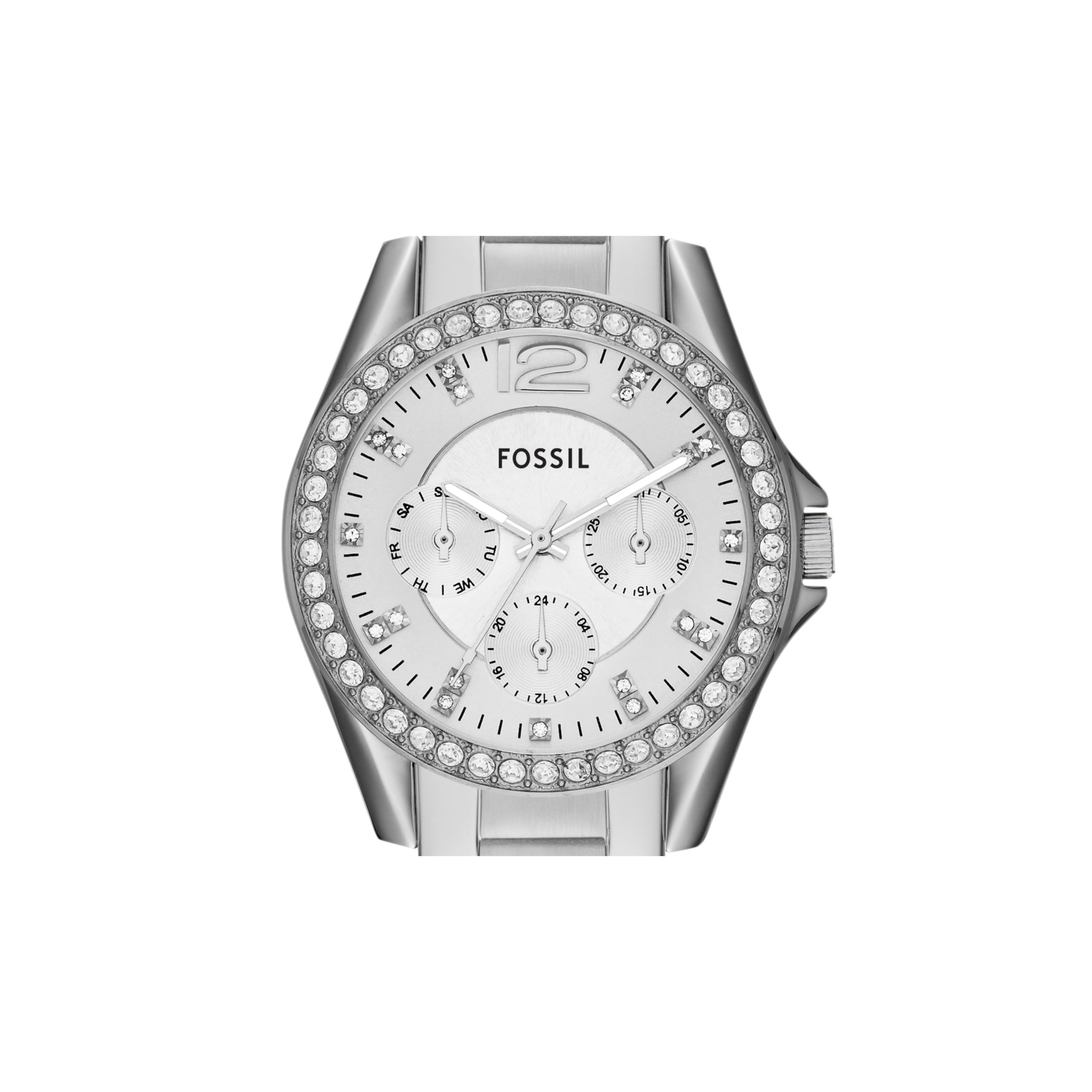 Fossil Women's Riley Stainless Steel Crystal-Accented Multifunction Quartz Watch, Riley Multifunction - ES2811