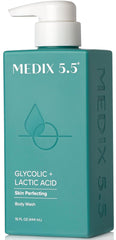 Medix 5.5 Glycolic Acid Body Scrub Exfoliating Cleanser KP Bump Eraser | AHA + Lactic Acid Anti Aging All Skin Type Wash | Keratosis Pilaris & Acne | Foaming Body & Face Wash, 15 Fl Oz