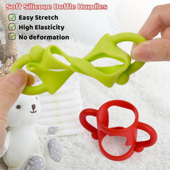 AtRyx Baby Silicone Bottle Handles, 4 Pack Soft Silicone Bottle Handles Baby Bottle Holder for Baby Self Feeding Curved Lightweight Handle Easy for Baby's Small Hands to Grasp Suitable for Bottle