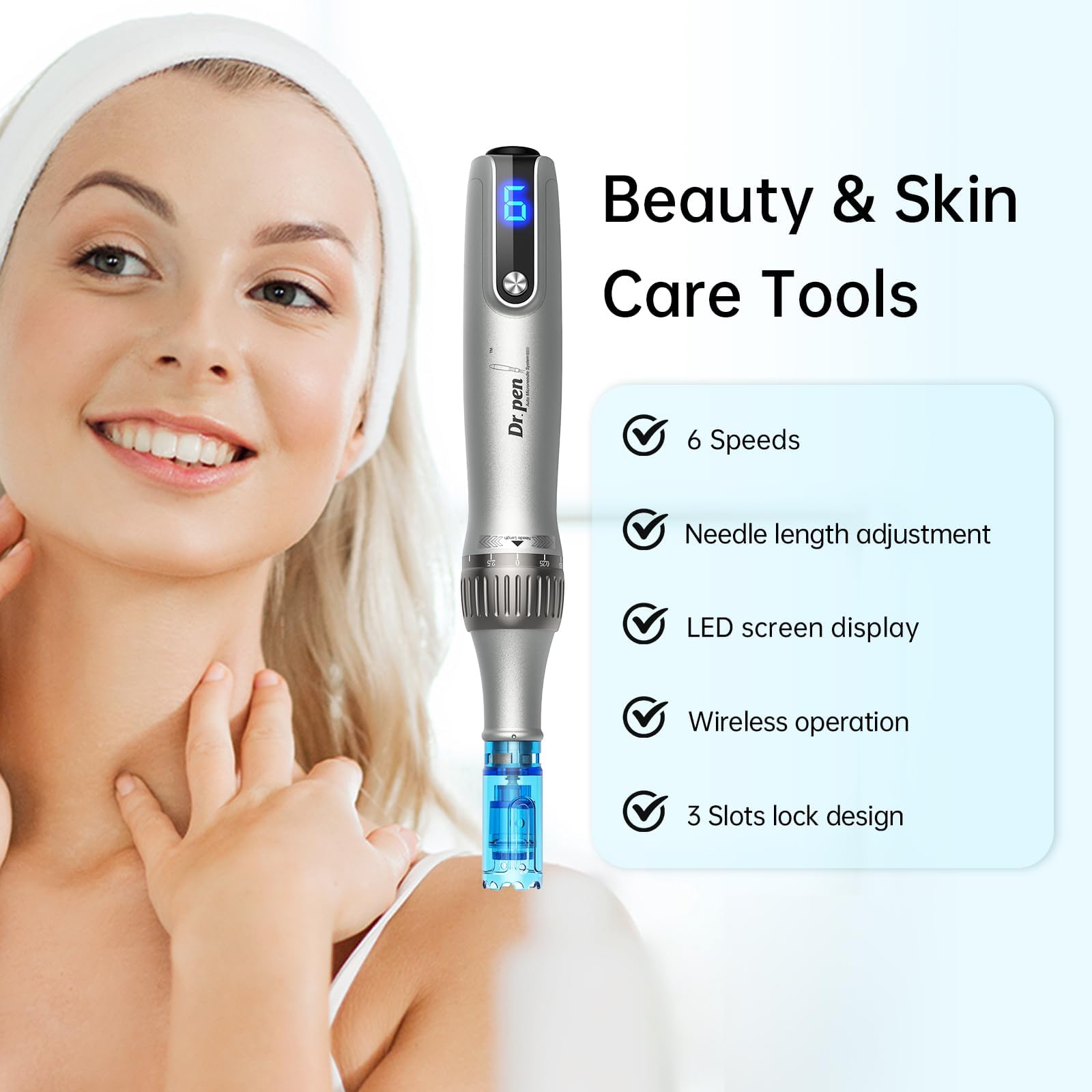 Dr.Pen Derma Pen M8S Microneedling pen Wireless Micro Needling Skin Care Tool Kit for Anti-aging Acne Scars Wrinkles with 5 pcs 18 pin + 5 pcs 36 pin Cartridges