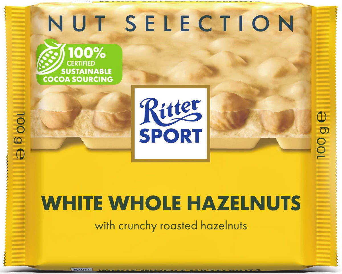 Ritter Sport White Chocolate Hazelnut Bar -100g (Pack of 1)