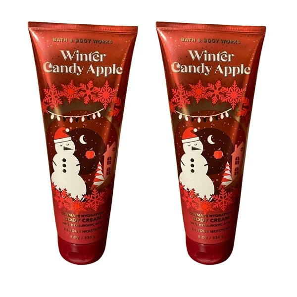 Bath & Body Works Gift Set of of 2 - 8 oz Body Cream - (Winter Candy Apple), Full