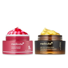 medicube Clear & Glow Capsule Duo, TXA + Deep Vitamin C Capsule Creams | Radiance Boosting and Firming Face Moisturizers that Help Clarify Dull Skin and Reveal a Smooth, Radiant Glow - 55g
