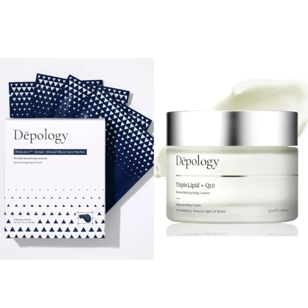 Depology Deepcare+ Serum-Infused Micro Dart Patche, Triple Lipid+Q10 Facial Moisturizer