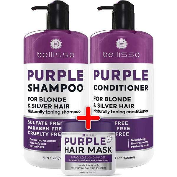 BELLISSO Purple Hair Mask and Purple Shampoo and Conditioner