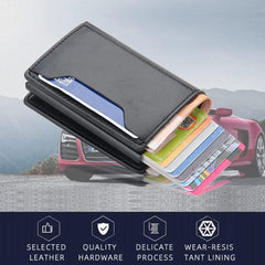 TERRIFI Slim Wallet for Men RFID Smart Front Pocket Minimalist Leather Wallet Antimagnetic Anti Theft Medium Deposit ID Money Bank Card Size Men Gift Black