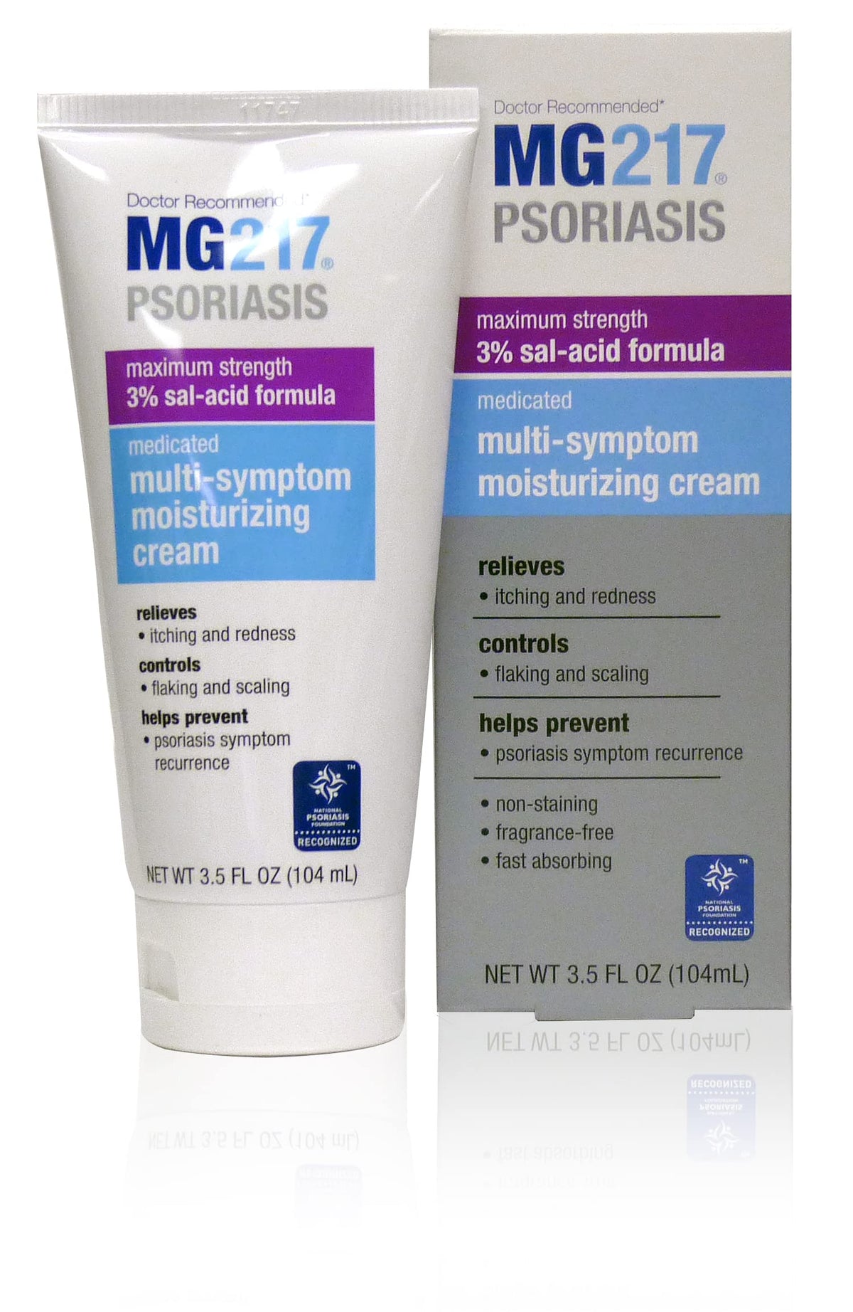 MG217 Psoriasis Cream, 3% Salicylic Acid Multi-Symptom Moisturizing Psoriasis Cream, 3.5 Fluid Ounce