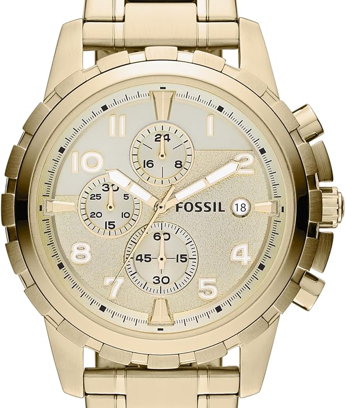 Fossil Men's Dean Stainless Steel Quartz Dress Chronograph Watch Gold