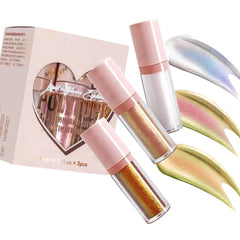 Grospe Metallic Liquid Eyeshadow Set, 3-Pack Highly Pigmented Eyeshadows, Smooth & Long-Lasting Formula, 3 Unique Shades for Multi-Dimensional Eye Looks, 4ml Each (SET1)