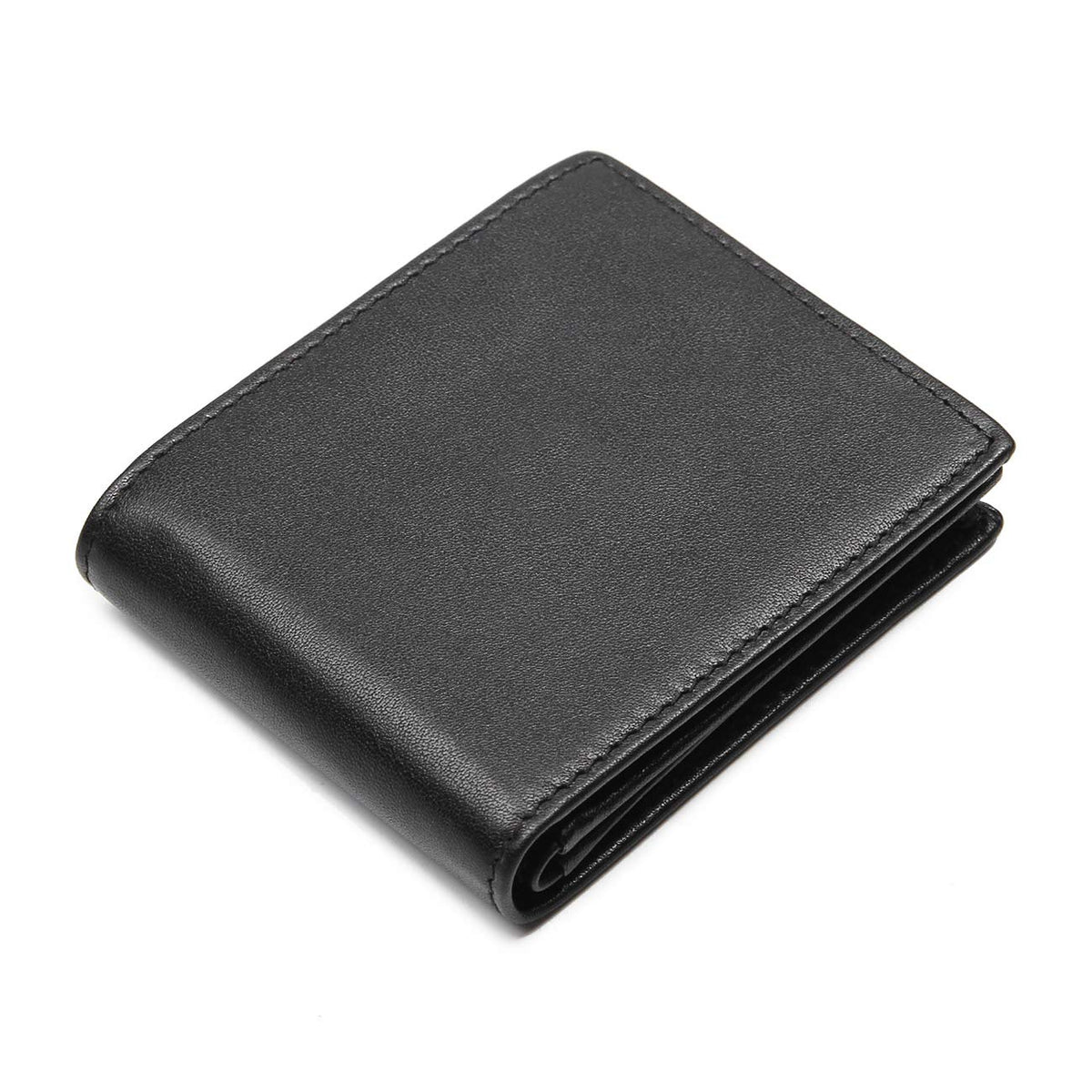 Polare Men's RFID Blocking Cowboy Genuine Natural Crazy Horse Leather Bifold Wallet - Black-Large