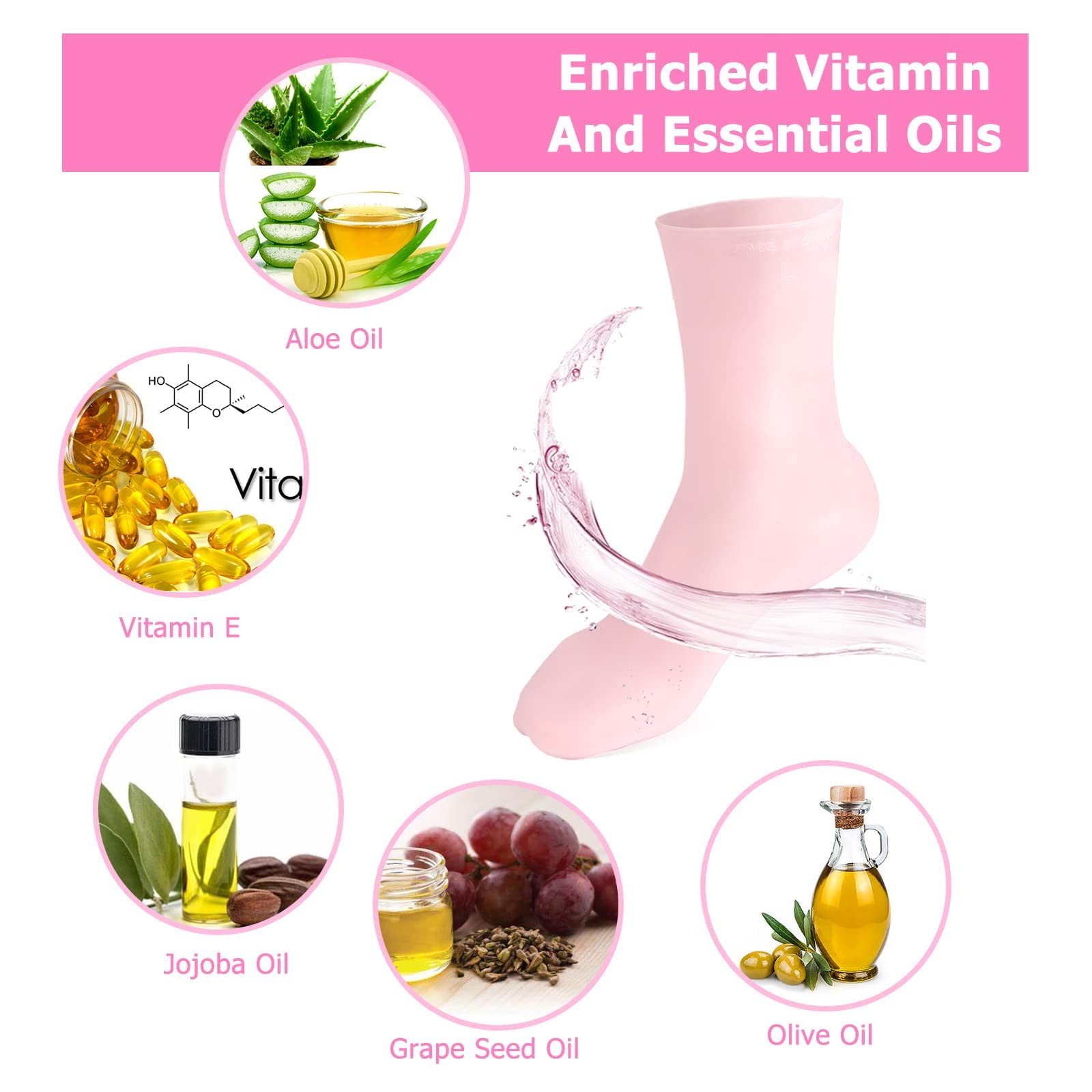 KASTWAVE Moisturizing Socks, Long Silicone Socks, Aloe Socks, Soft Gel Socks, Women Foot Spa Pedicure Socks for Repairing Cracked Heel, Dry Feet, Softening Calluses, Rough Skin