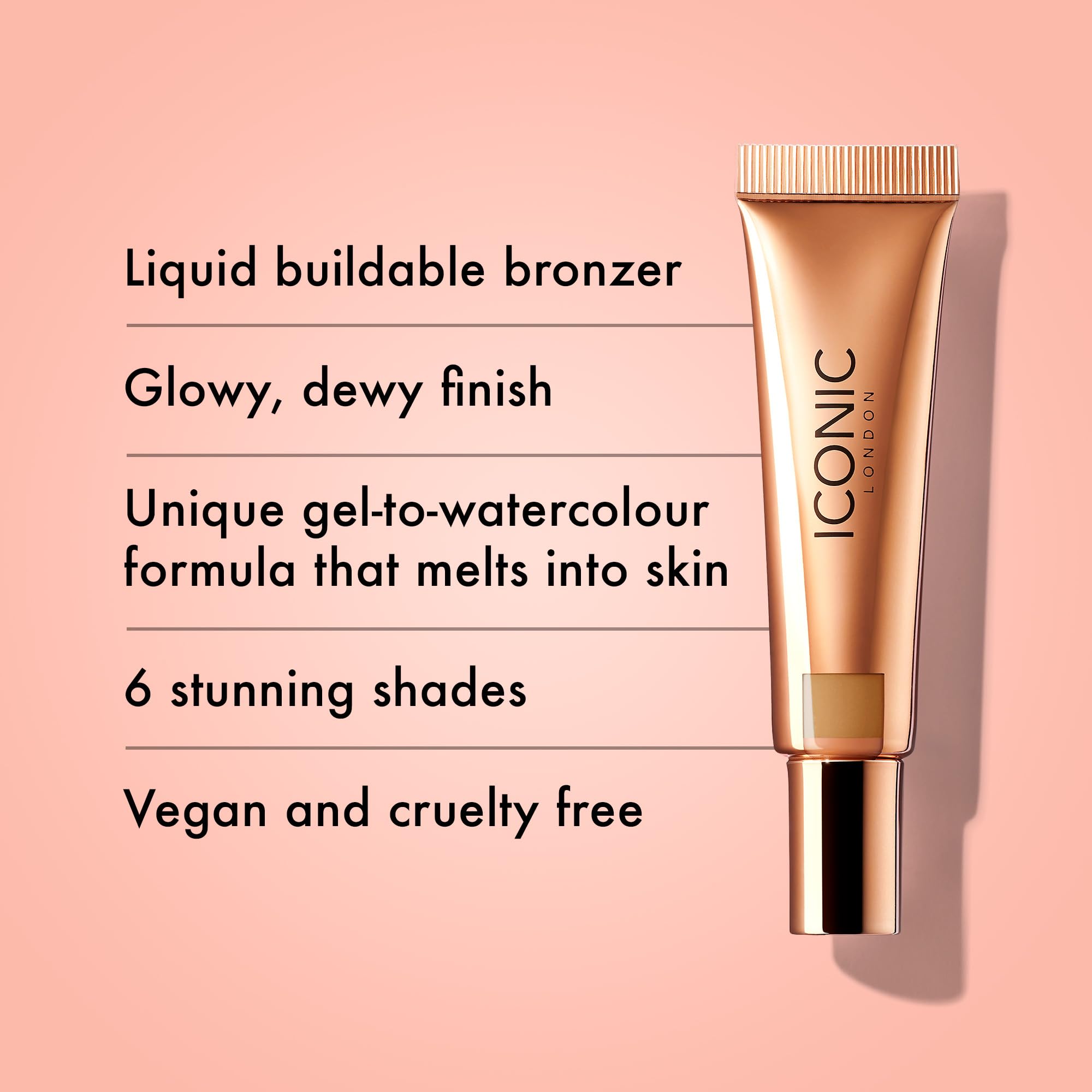 ICONIC London Sheer Bronze - Liquid Bronzer for a Radiant and Luminous Skin, Golden Hour, 12.5ml