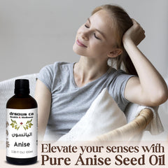 Drsous Ca Organic Anise Essential Oil 100ml | 100% Cold Pressed Star Anise Therapeutic Grade Oil for Hair Growth, Acne Treatment and Muscle Massage Relief | Made in Palestine